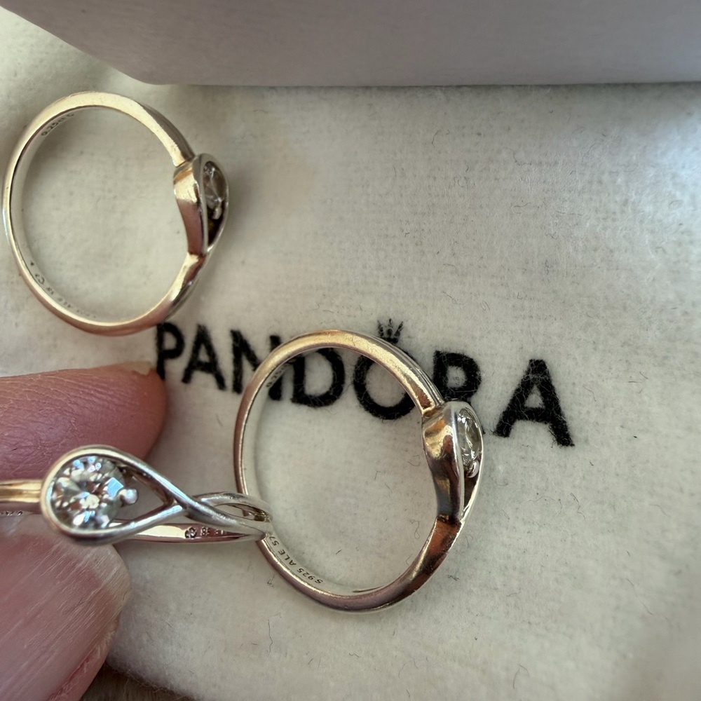 Pandora Sterling Silver Infinity Ring with lab created diamond. - Picture 2 of 7